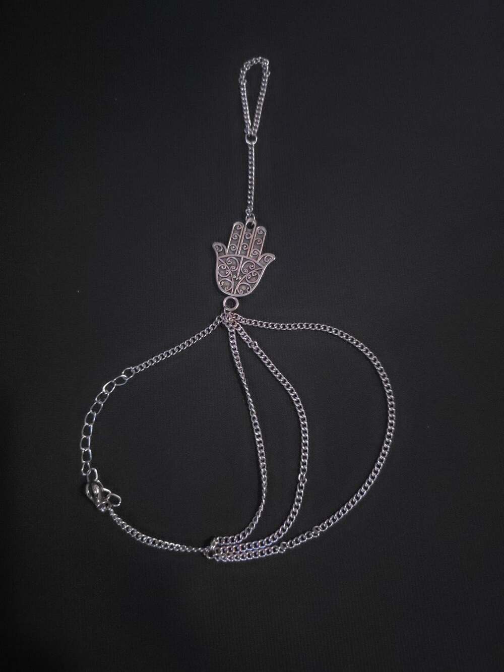 Unbranded Hamsa Hand Chain Bracelet Silver Boho